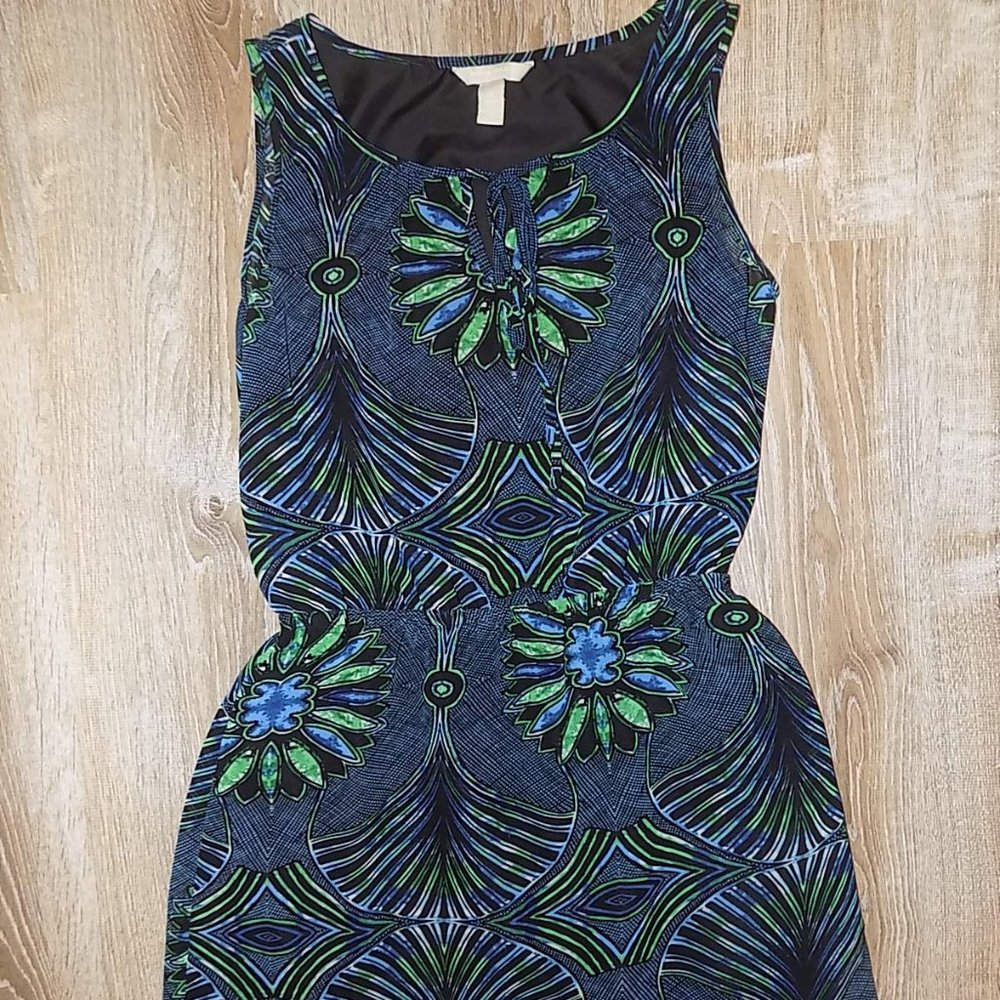 Peacock feather colored dress